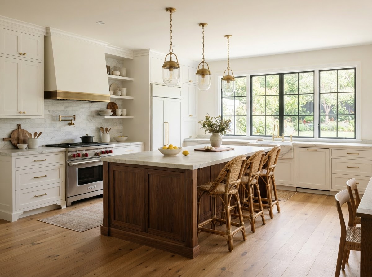 Renovated kitchen with custom cabinetry