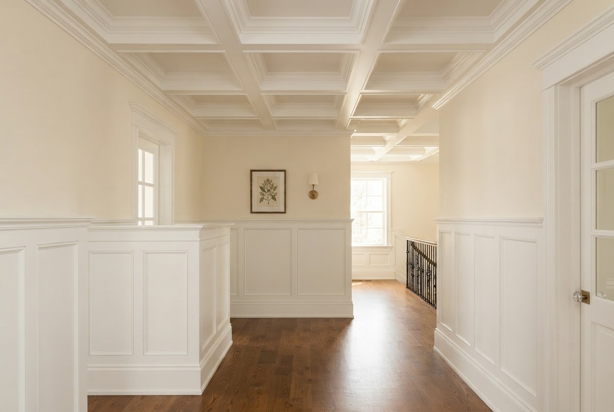 Finish carpentry trim and wainscoting detail